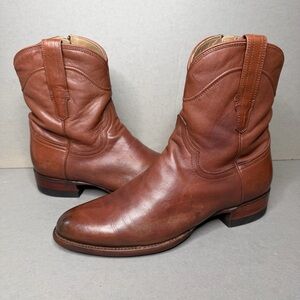 TECOVAS The Dean Goat Leather Boots Men Sz 10 D Color Brown Scotch Side Zip